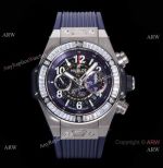 Swiss Grade Hublot Replica Watch Big Bang Unico King 7750 Chrono Watch Diamond Bezel Silver Titanium